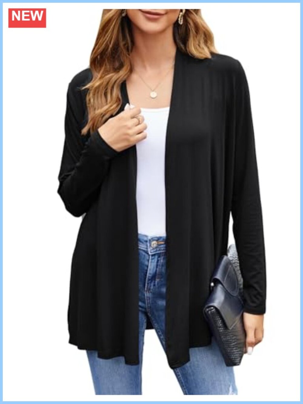 Women's Open Front Long Sleeve Lightweight Cardigan Sweater Duster